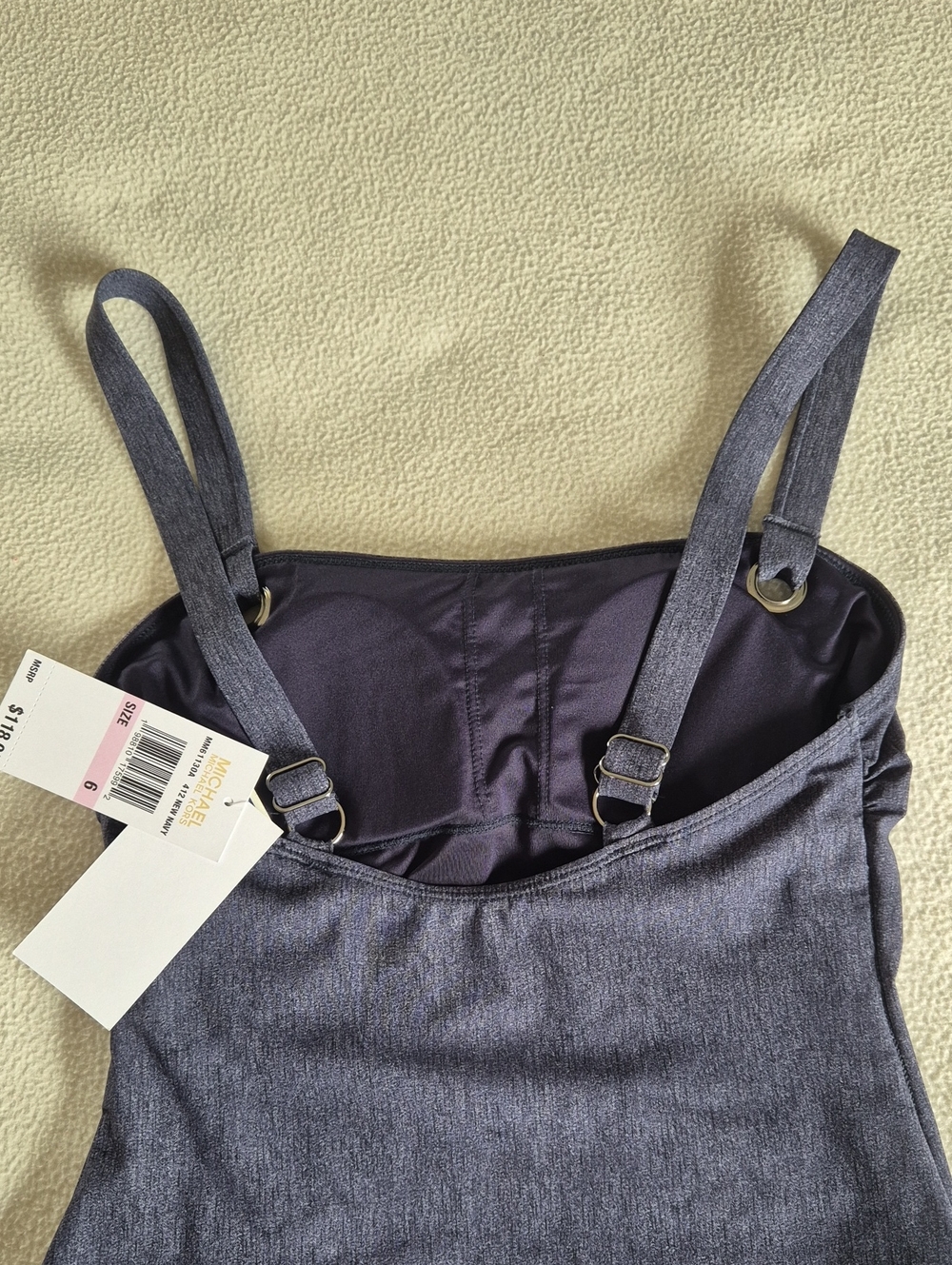 Michael Kors Denim Grommet Detail One Piece Swimsuit, Size 6 Color New Navy - Picture 7 of 11
